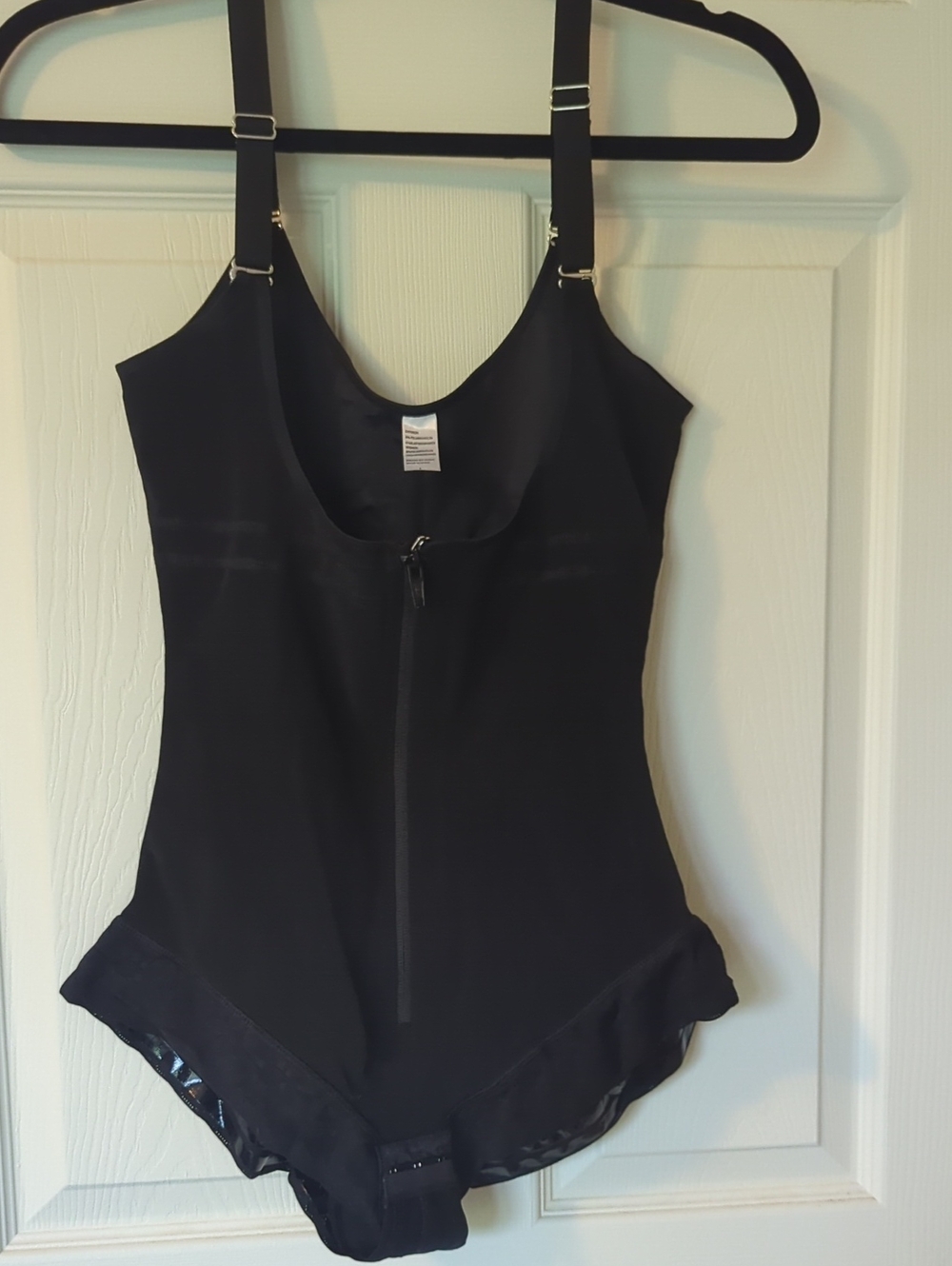 Women's Black Zip-Front One-Piece with Adjustable Straps